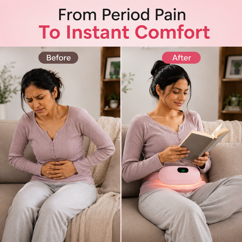 Period Cramp Massager Belt with Heat & Vibration