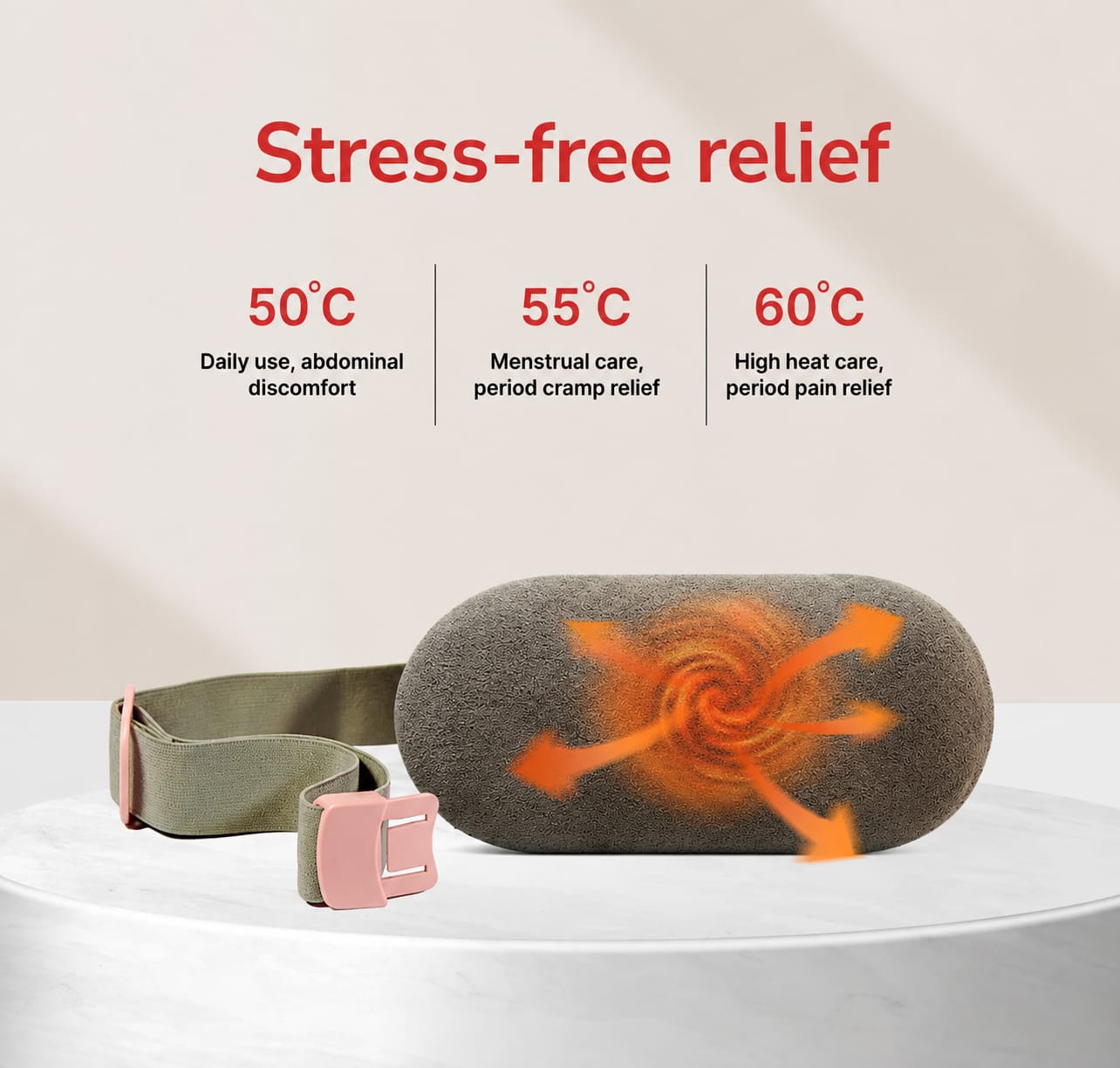 Period Cramp Massager Belt with Heat & Vibration