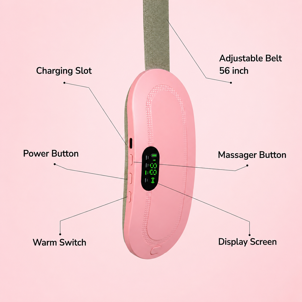 Period Cramp Massager Belt with Heat & Vibration