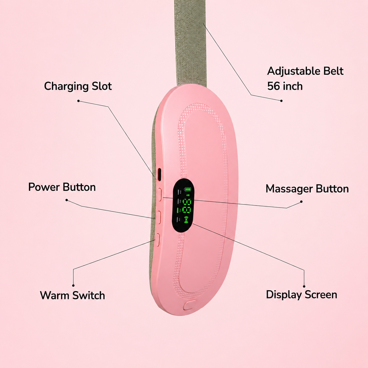 Period Cramp Massager Belt with Heat & Vibration